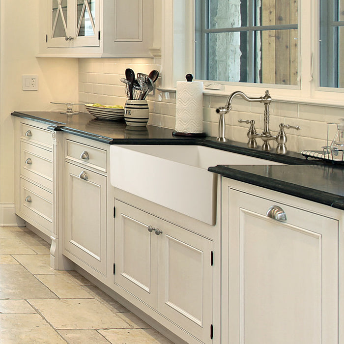 Houzer PTG-3600 BQ Platus 36" Biscuit Fireclay Apron Front Farmhouse Single Bowl Kitchen Sink