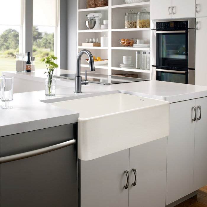 Houzer PTG-4300 BQ Platus 33" Biscuit Fireclay Apron Front Farmhouse Single Bowl Kitchen Sink