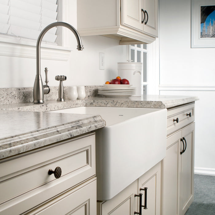 Houzer PTG-4300 BQ Platus 33" Biscuit Fireclay Apron Front Farmhouse Single Bowl Kitchen Sink