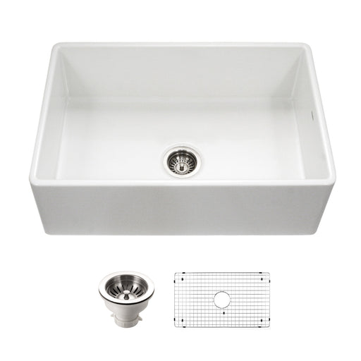 Houzer PTG-4300 WH-C Platus 33" White Fireclay Apron Front Farmhouse Kitchen Sink