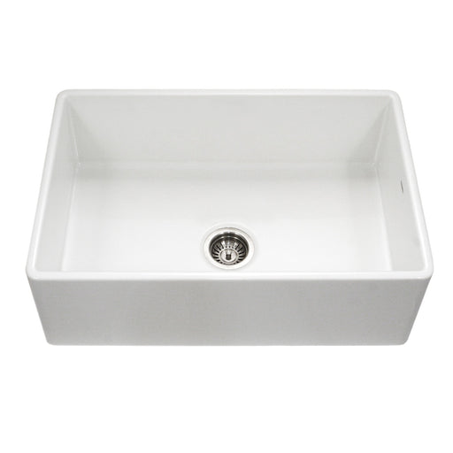 Houzer PTG-4300 WH Platus 33" White Fireclay Apron Front Farmhouse Single Bowl Kitchen Sink