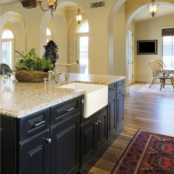 Houzer PTS-2600 BQ Platus 26" Biscuit Fireclay Apron Front Farmhouse Single Bowl Kitchen Sink