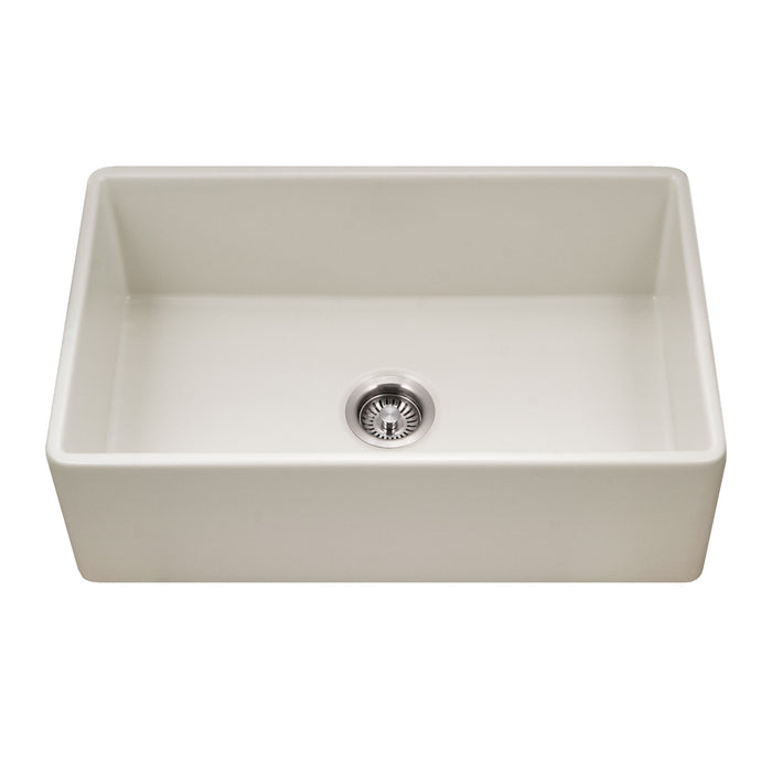 Houzer PTS-4118 BQ Platus 30" Biscuit Fireclay Apron Front Farmhouse Single Bowl Kitchen Sink