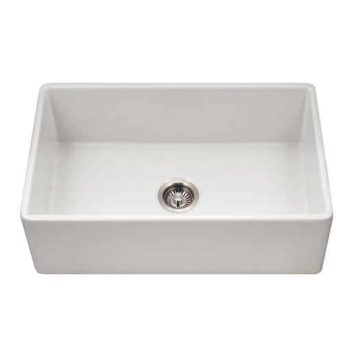 Houzer PTS-4118 WH Platus 30" White Fireclay Apron Front Farmhouse Single Bowl Kitchen Sink