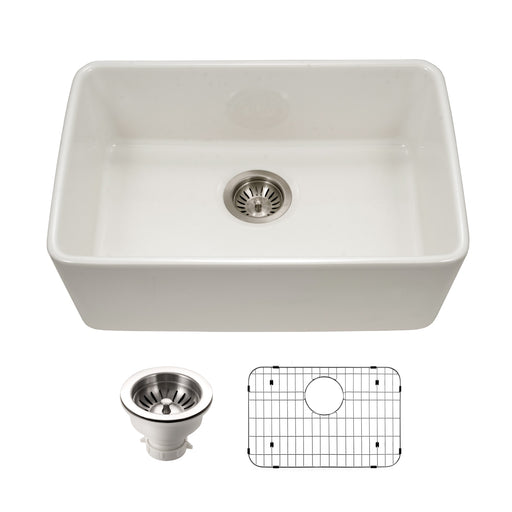 Houzer PTU-2400 BQ-C Platus 24" Biscuit Fireclay Undermount Single Bowl Kitchen Sink