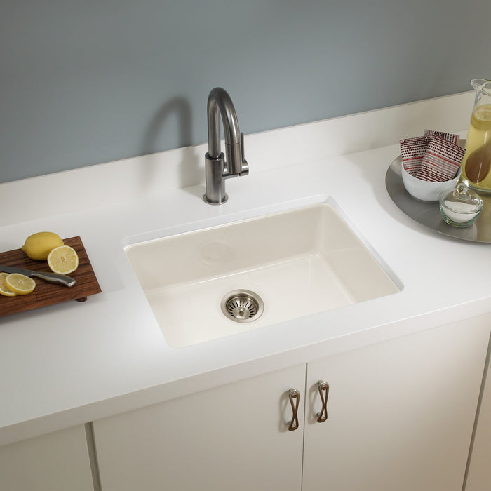 Houzer PTU-2400 BQ Platus 24" Biscuit Fireclay Undermount Single Bowl Kitchen Sink