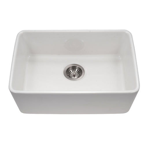 Houzer PTU-2400 WH Platus 24" White Fireclay Undermount Single Bowl Kitchen Sink