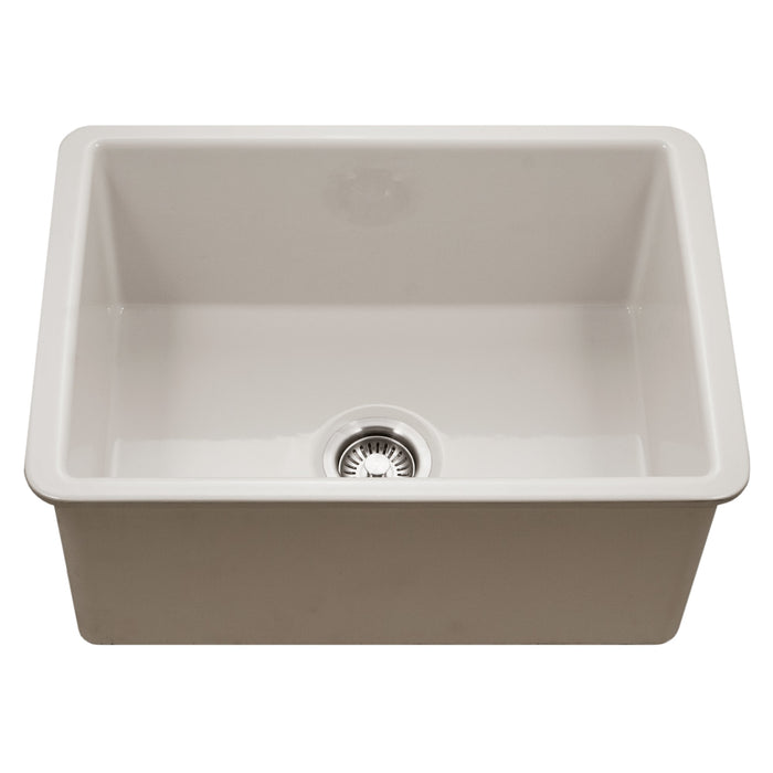 Houzer PTU-2800 BQ Platus 26" Biscuit Fireclay Undermount Single Bowl Kitchen Sink