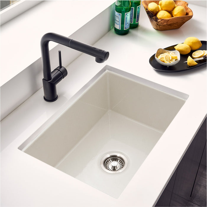 Houzer PTU-2800 BQ Platus 26" Biscuit Fireclay Undermount Single Bowl Kitchen Sink