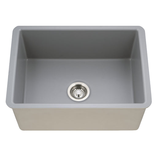 Houzer PTU-2800 GR Platus 26" Gray Fireclay Undermount Single Bowl Kitchen Sink