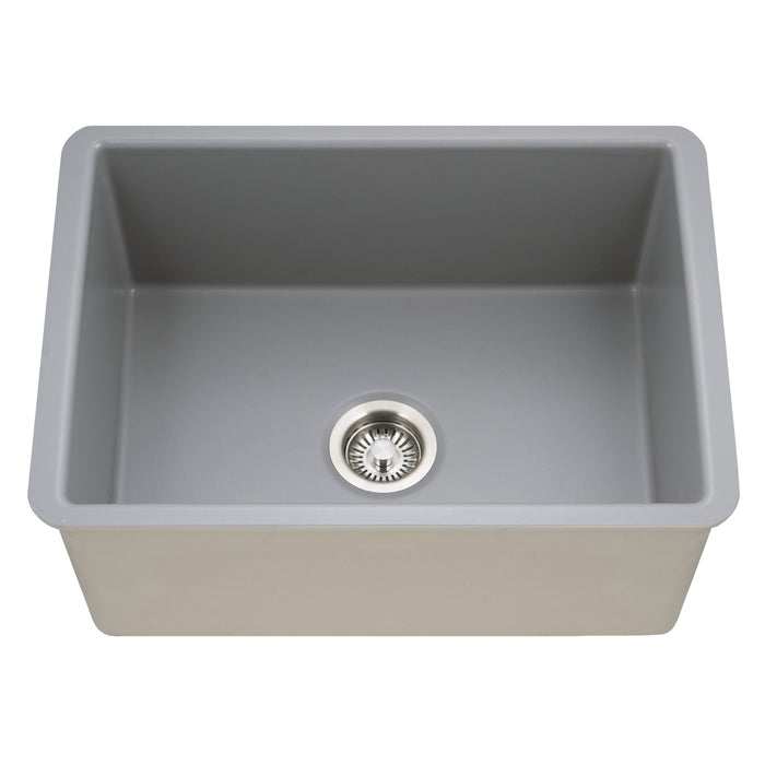 Houzer PTU-2800 GR Platus 26" Gray Fireclay Undermount Single Bowl Kitchen Sink