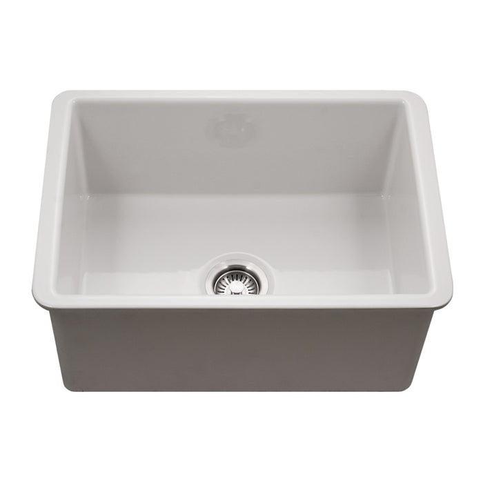 Houzer PTU-2800 WH Platus 26" White Fireclay Undermount Single Bowl Kitchen Sink