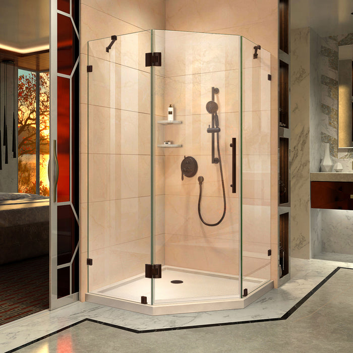 DreamLine DL-6052-22-06 Prism Lux 40" x 74 3/4" Fully Frameless Neo-Angle Shower Enclosure in Oil Rubbed Bronze with Biscuit Base