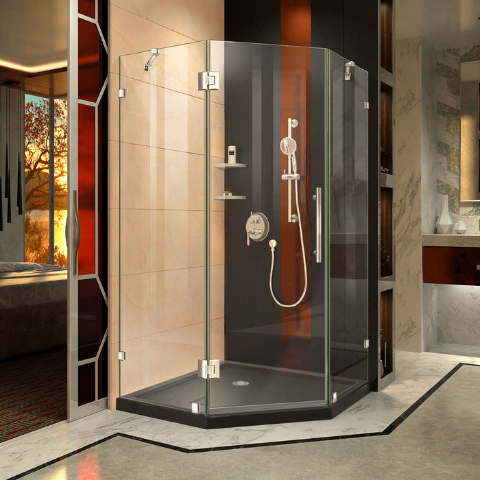 DreamLine DL-6052-88-01 Prism Lux 40" x 74 3/4" Fully Frameless Neo-Angle Shower Enclosure in Chrome with Black Base