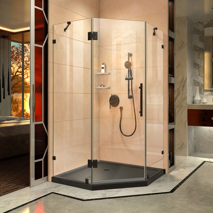 DreamLine DL-6050-88-09 Prism Lux 36" x 74 3/4" Fully Frameless Neo-Angle Shower Enclosure in Satin Black with Black Base