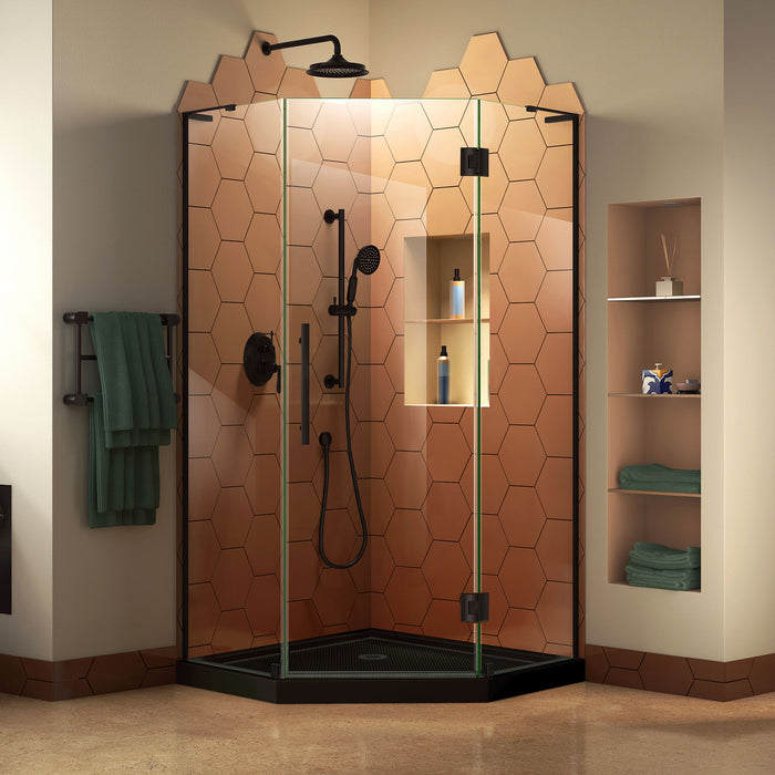 DreamLine DL-6063-88-09 Prism Plus 42" x 74 3/4" Frameless Neo-Angle Shower Enclosure in Satin Black with Black Base