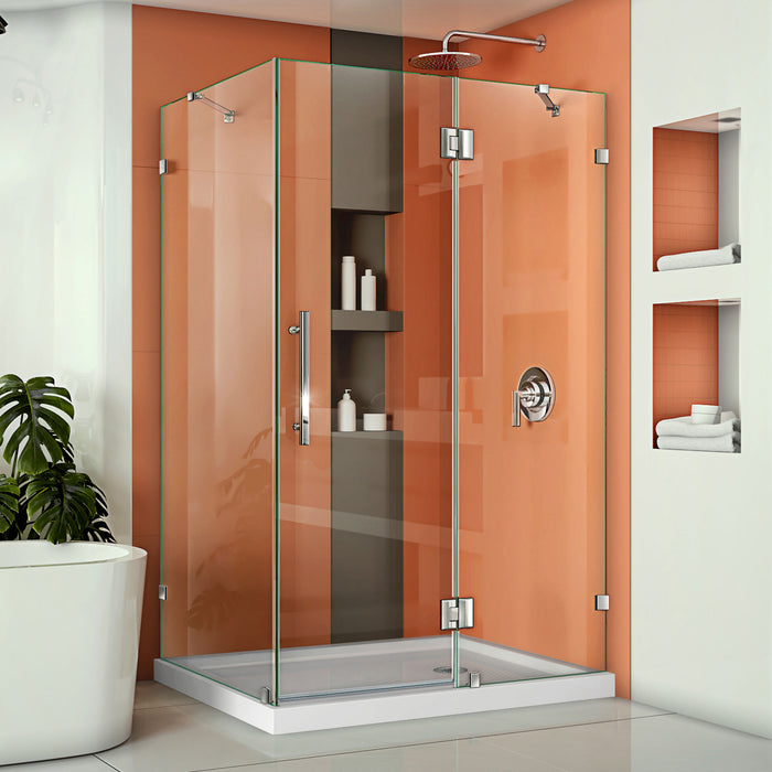 DreamLine SHEN-1334460-01 Quatra Lux 34 1/4"D x 46 3/8"W x 72"H Frameless Hinged Shower Enclosure in Chrome