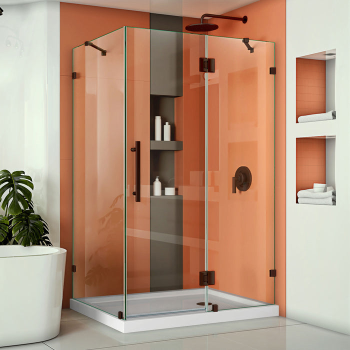 DreamLine SHEN-1334460-06 Quatra Lux 34 1/4"D x 46 3/8"W x 72"H Frameless Hinged Shower Enclosure in Oil Rubbed Bronze