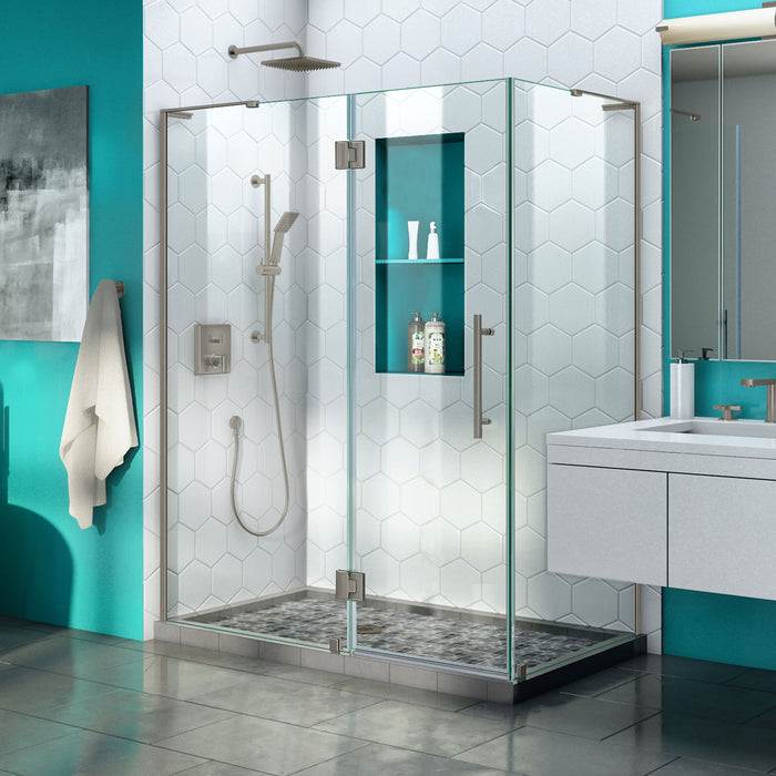 DreamLine SHEN-1434520-04 Quatra Plus 34"D x 52"W x 72"H Frameless Hinged Shower Enclosure in Brushed Nickel