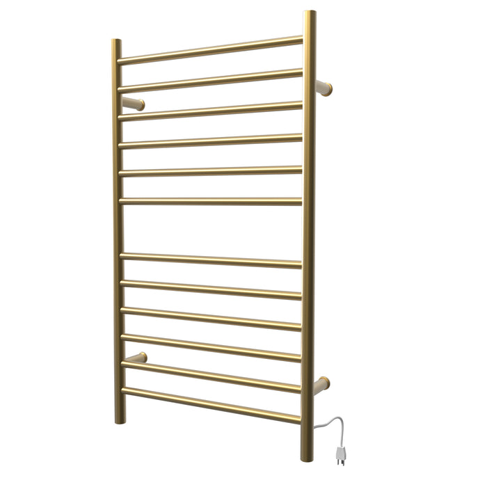 Amba RWHL-SSB Radiant Large Hardwired + Plug-in Combo Straight 12 Bar Towel Warmer in Satin Brass