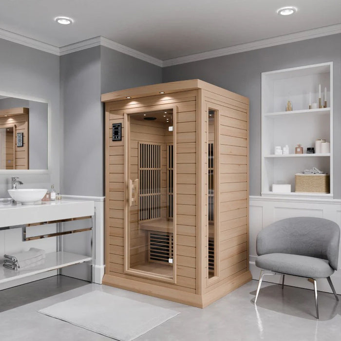SteamSpa SC-SS0009-0S Indoor 1-2 Person Hemlock Wooden Home Infrared Sauna Room 49 x 47"
