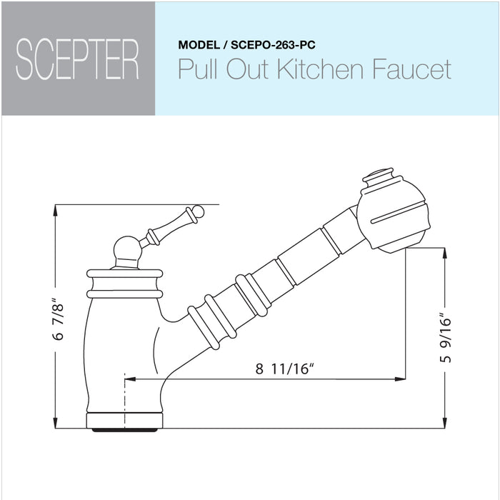 Houzer SCEPO-263-PC Scepter Pull out Traditional Solid Brass Kitchen Faucet CeraDox Technology