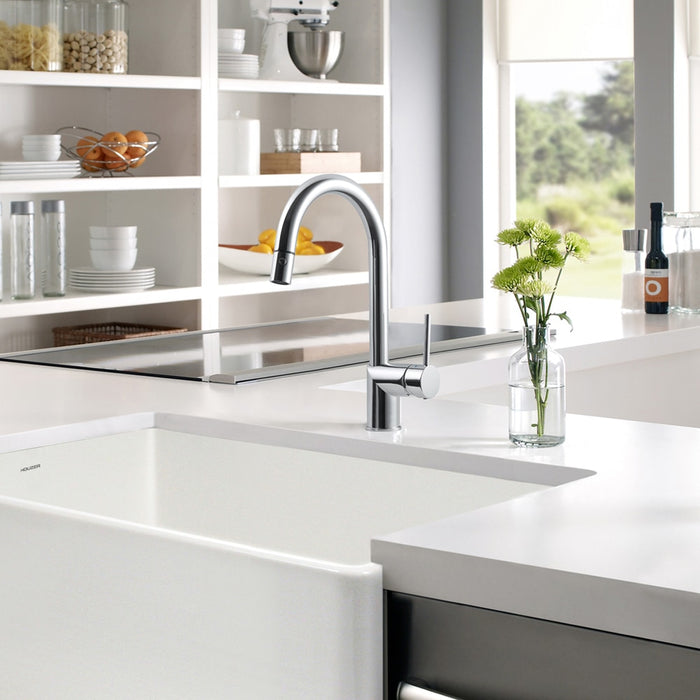 Houzer SENPD-466-PC Sentinel Series Polished Chrome Single Handle Pull-Down Kitchen Faucet