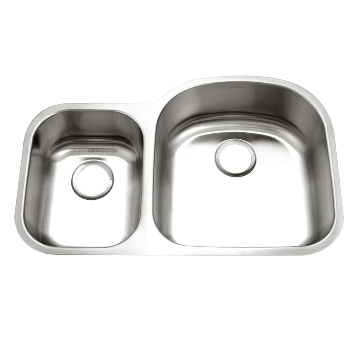 Houzer STC-2200SL-1 Eston 32" Stainless Steel Undermount 70/30 Double Bowl Offset Kitchen Sink