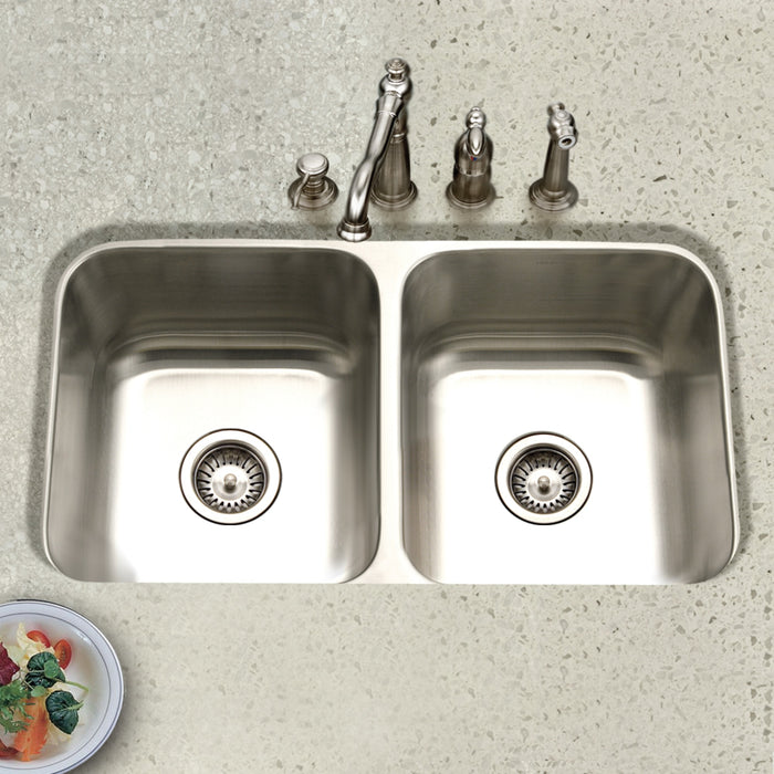 Houzer STD-2100-1 Eston 31" Stainless Steel Undermount 50/50 Double Bowl Kitchen Sink
