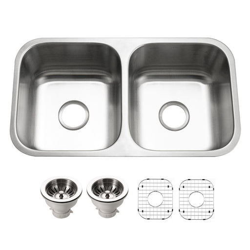 Houzer STD-2100-C Eston 31" Stainless Steel Undermount 50/50 Double Bowl Kitchen Sink
