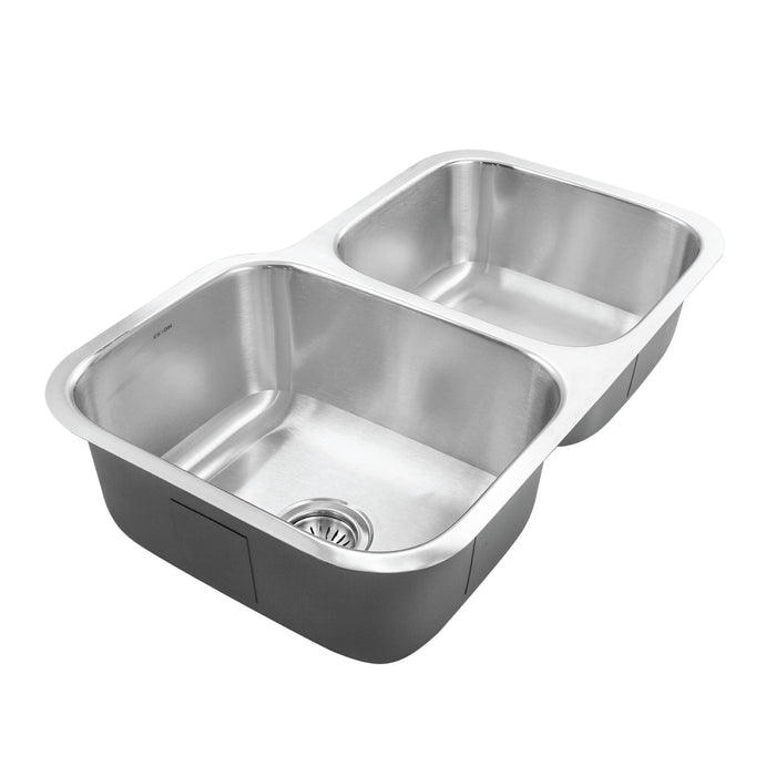 Houzer STE-2300SR-1 Eston 31" Stainless Steel Undermount 60/40 Double Bowl Offset Kitchen Sink