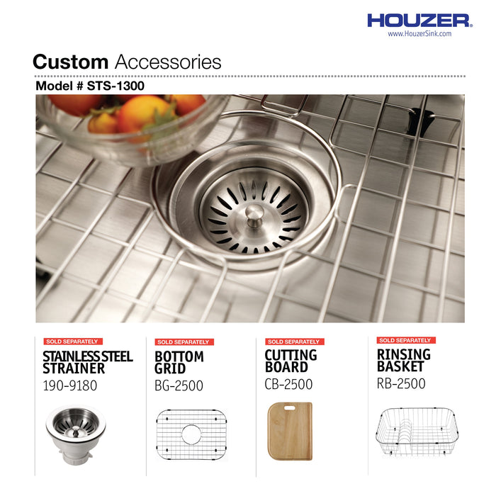 Houzer STS-1300-1 Eston 23" Stainless Steel Undermount Single Bowl Kitchen Sink