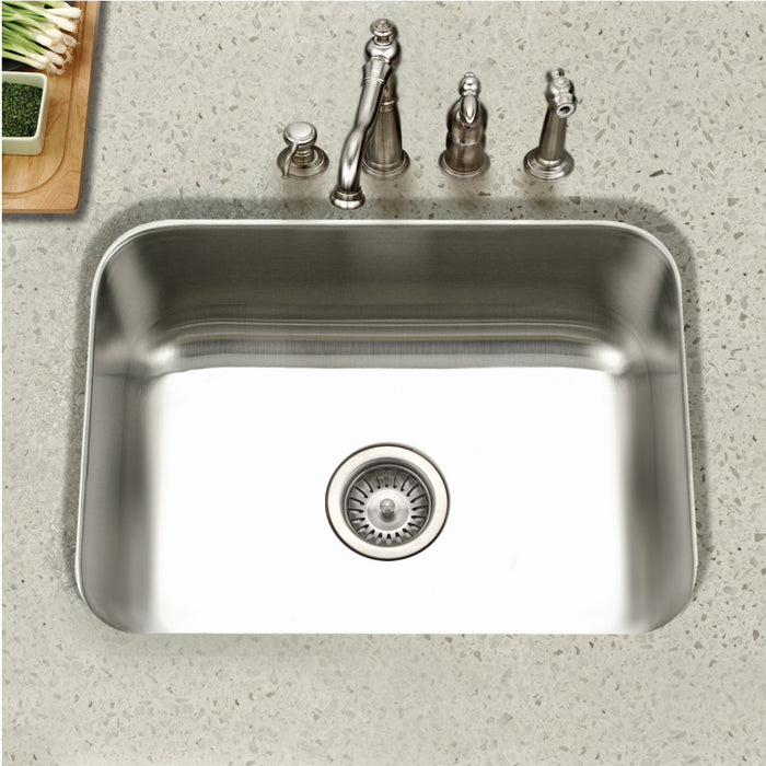 Houzer STS-1300-C Eston 23" Stainless Steel Undermount Single Bowl Kitchen Sink with Strainer & Bottom Grid