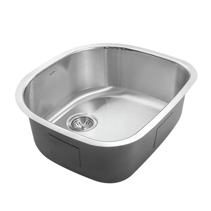 Houzer STS-1400-C Eston 24" Stainless Steel Undermount Single D Bowl Kitchen Sink with Strainer & Bottom Grid