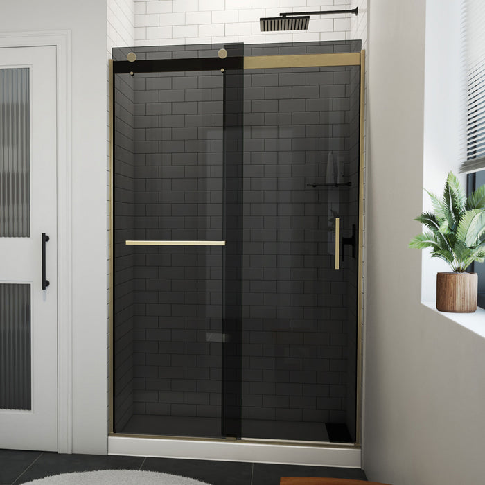 DreamLine SDVH48W760VXG05 Sapphire-V Bypass Shower Door in Brushed Gold, Gray Glass