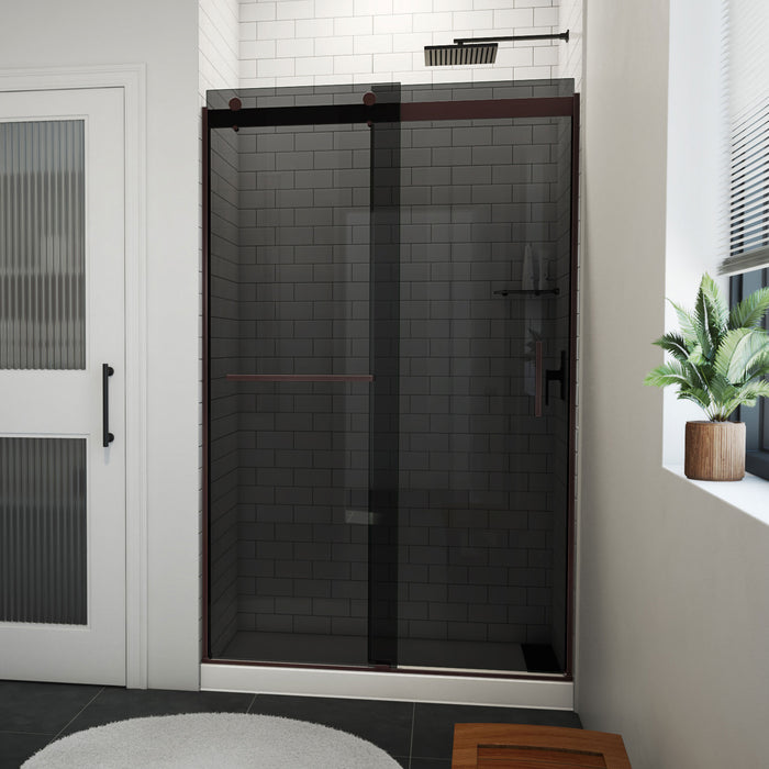 DreamLine SDVH48W760VXG06 Sapphire-V Bypass Shower Door in Oil Rubbed Bronze, Gray Glass