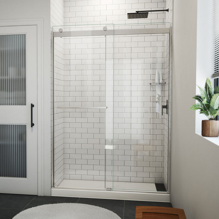 DreamLine SDVH54W760VXX04 Sapphire-V Bypass Shower Door in Brushed Nickel, Clear Glass