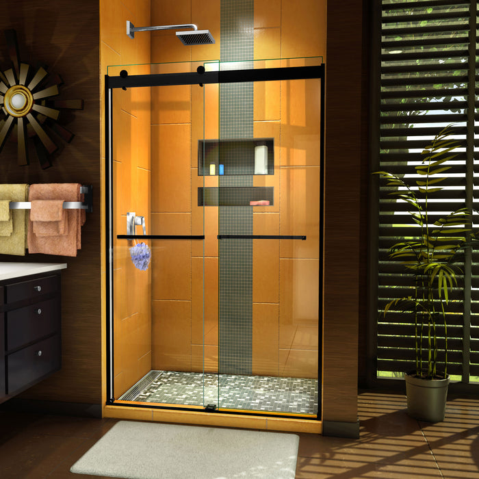 Dreamline SHDR-6348762-09 Sapphire 44-48"W x 76"H Semi-Frameless Bypass Shower Door in Satin Black
