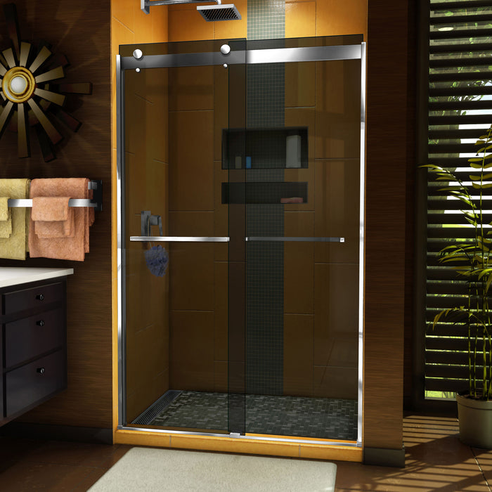 Dreamline SHDR-6348762G01 Sapphire 44-48"W x 76"H Semi-Frameless Bypass Shower Door in Chrome and Gray Glass