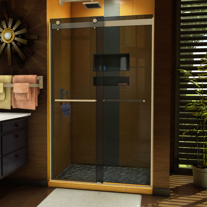 Dreamline SHDR-6348762G04 Sapphire 44-48"W x 76"H Semi-Frameless Bypass Shower Door in Brushed Nickel and Gray Glass
