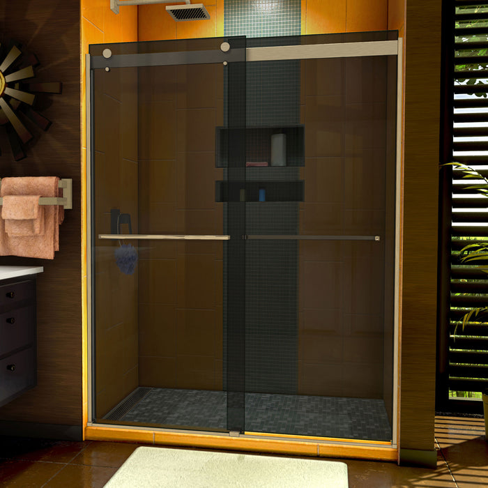 Dreamline SHDR-6360762G04 Sapphire 56-60"W x 76"H Semi-Frameless Bypass Shower Door in Brushed Nickel and Gray Glass