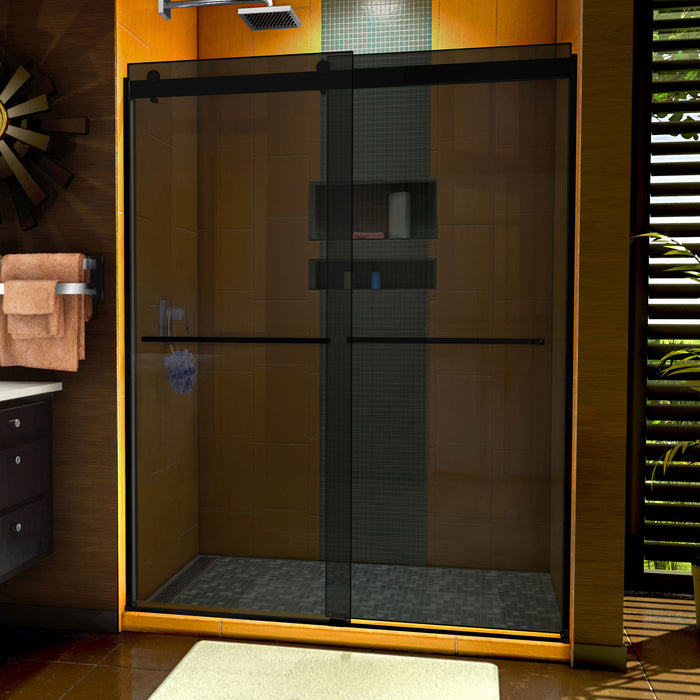 Dreamline SHDR-6360762G09 Sapphire 56-60"W x 76"H Semi-Frameless Bypass Shower Door in Satin Black and Gray Glass