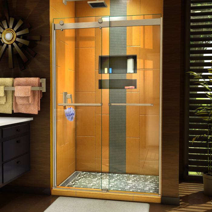 DreamLine SHDR-6348762-04 Sapphire 44-48"W x 76"H Semi-Frameless Bypass Shower Door in Brushed Nickel