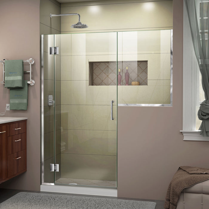 DreamLine D1232434-01 Unidoor-X 53-53 1/2"W x 72"H Frameless Hinged Shower Door in Chrome