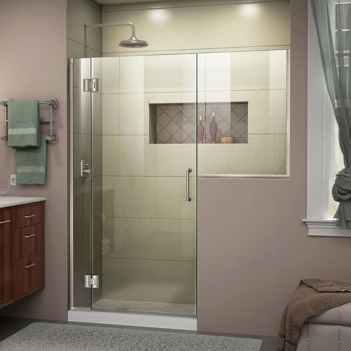 DreamLine D1233034-04 Unidoor-X 59-59 1/2"W x 72"H Frameless Hinged Shower Door in Brushed Nickel