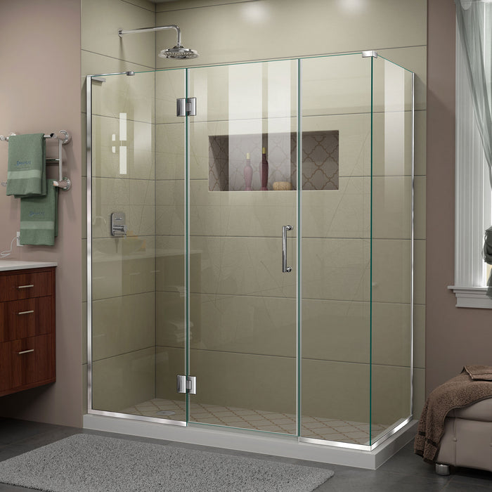 DreamLine E32614534L-01 Unidoor-X 64 1/2"W x 34 3/8"D x 72"H Frameless Hinged Shower Enclosure in Chrome
