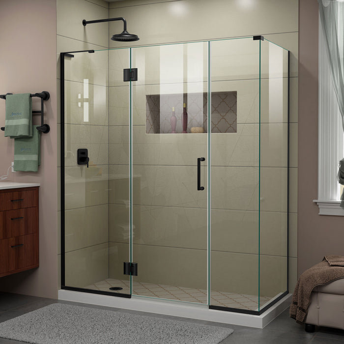 DreamLine E32614534L-09 Unidoor-X 64 1/2"W x 34 3/8"D x 72"H Frameless Hinged Shower Enclosure in Satin Black