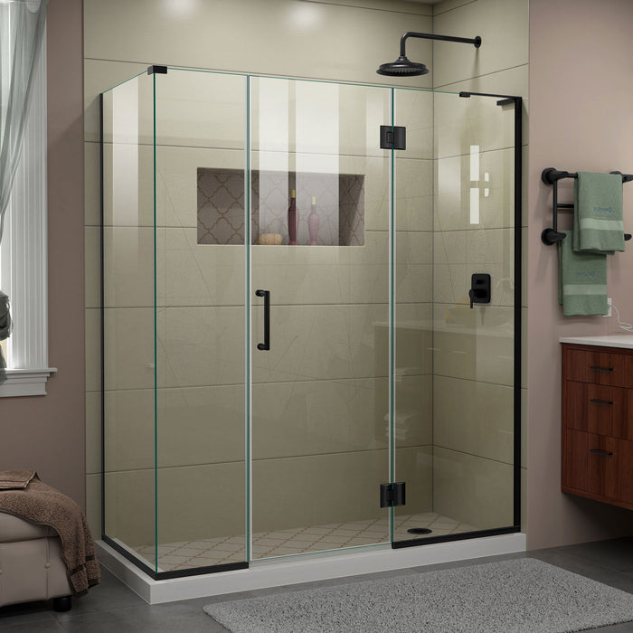 DreamLine E32514534R-09 Unidoor-X 63 1/2"W x 34 3/8"D x 72"H Frameless Hinged Shower Enclosure in Satin Black