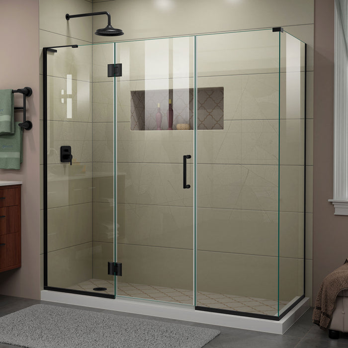 DreamLine E32322534L-09 Unidoor-X 69 1/2"W x 34 3/8"D x 72"H Frameless Hinged Shower Enclosure in Satin Black