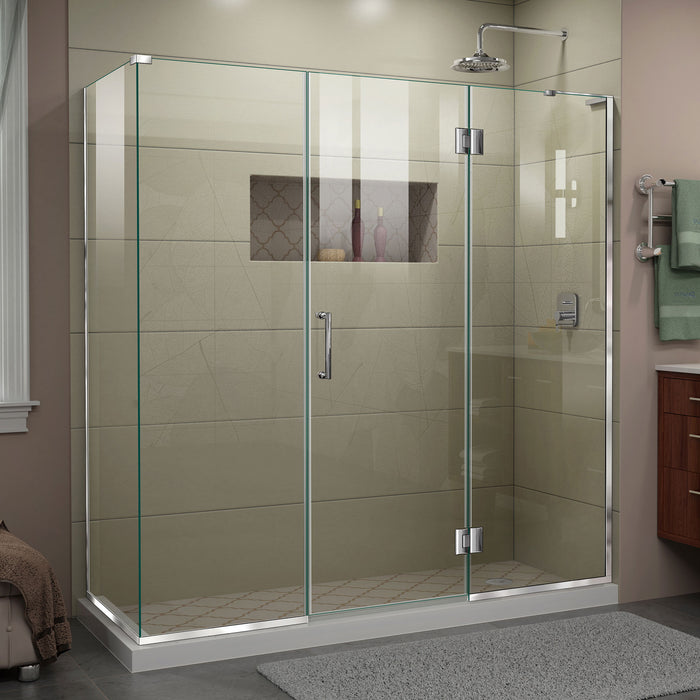 DreamLine E32322530R-01 Unidoor-X 69 1/2"W x 30 3/8"D x 72"H Frameless Hinged Shower Enclosure in Chrome